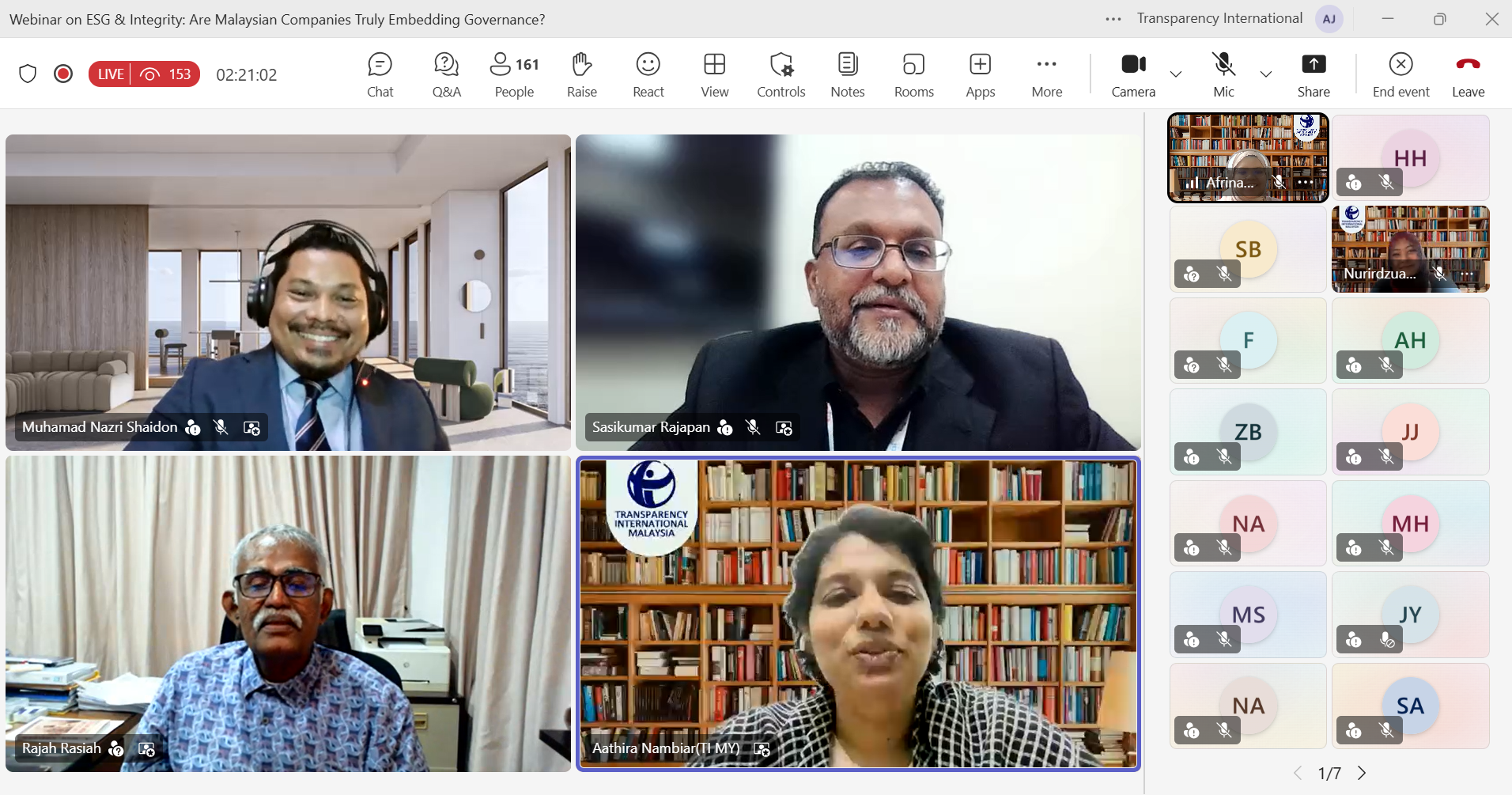 Webinar "ESG & Integrity: Are Malaysian Companies Truly Embedding Governance?"